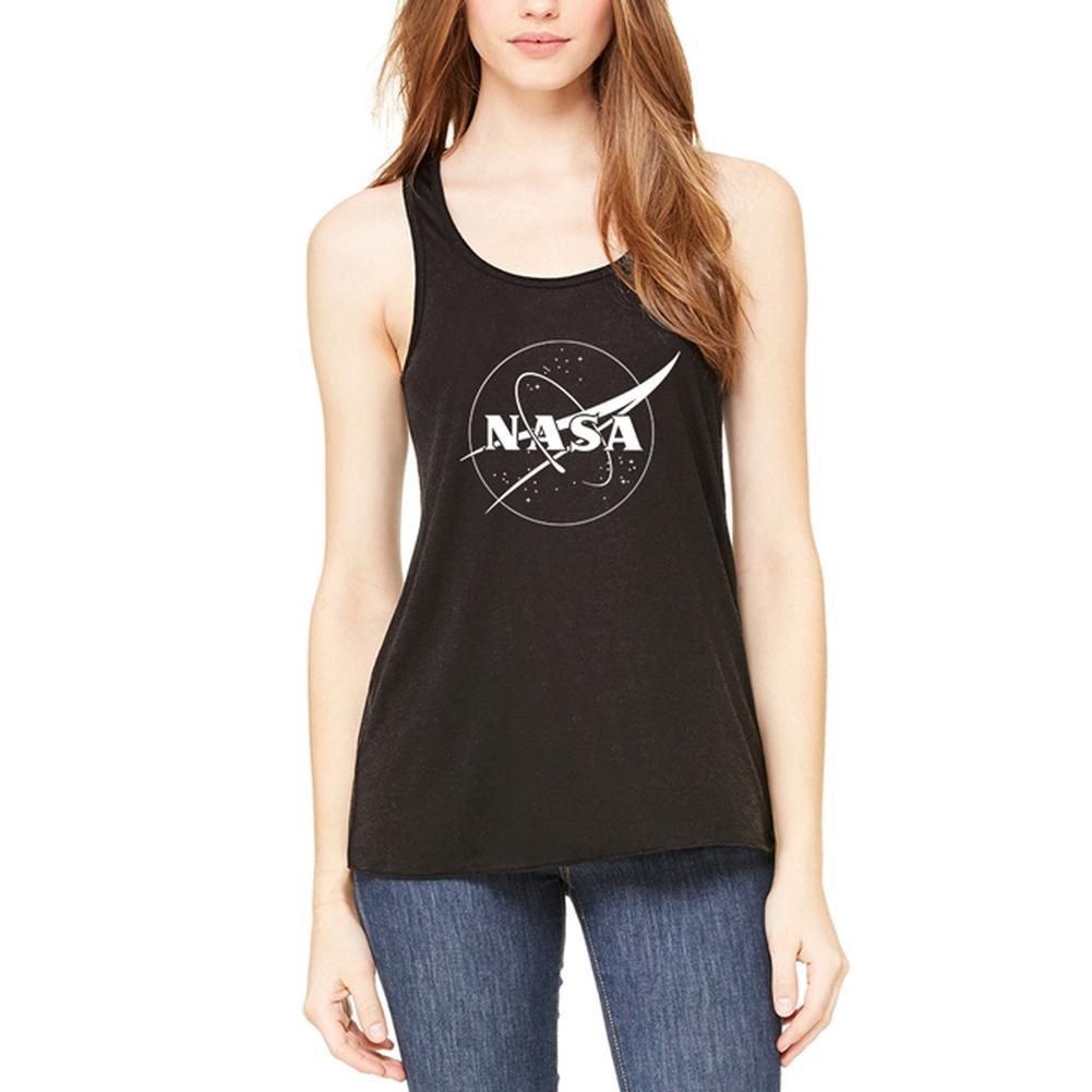 NASA Outline Logo Womens Flowy Racerback Tank Top Women's Tank Tops NASA 2XL Black