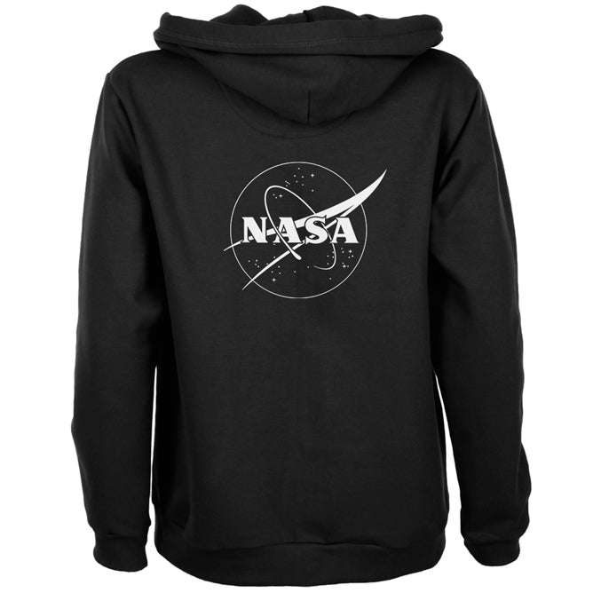 NASA Outline Logo Womens Full Zip Hoodie Women's Hoodies Old Glory MD Black