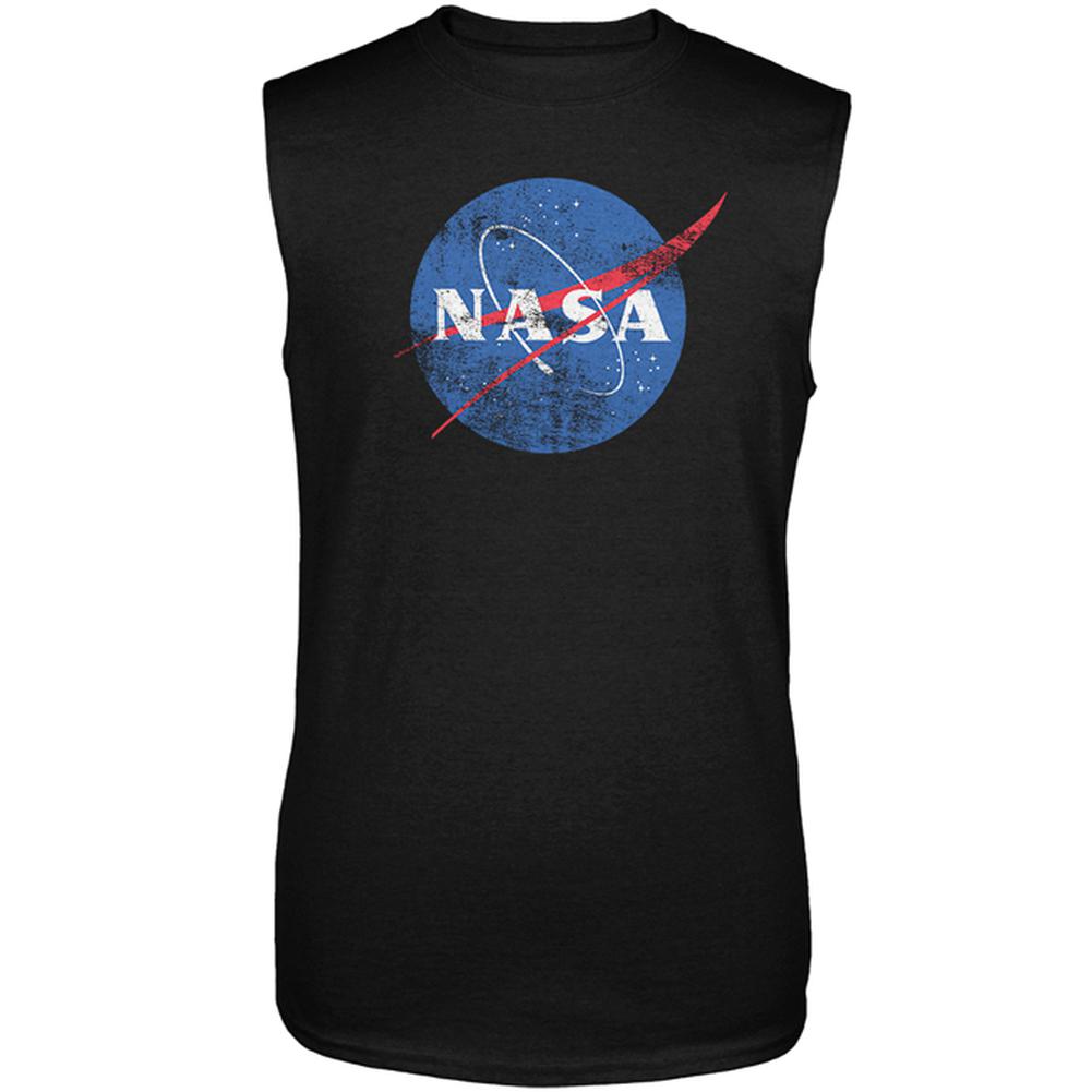 NASA Distressed Logo Mens Sleeveless Shirt Men's Sleeveless T-Shirts NASA 2XL Black