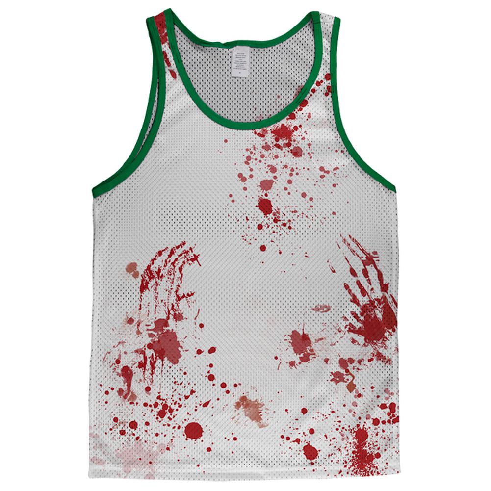 Halloween Blood Splatter Adult Mesh Jersey Men's Tank Tops Old Glory LG White-Kelly