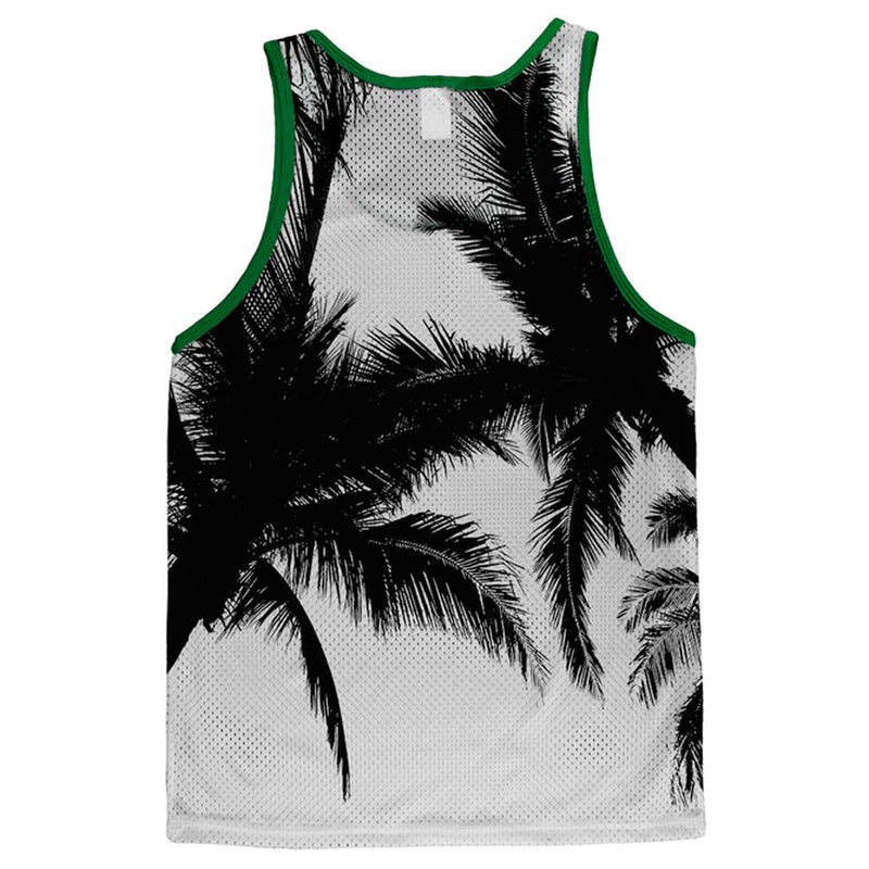 Black and White Palm Trees Adult Mesh Jersey Men's Tank Tops Old Glory