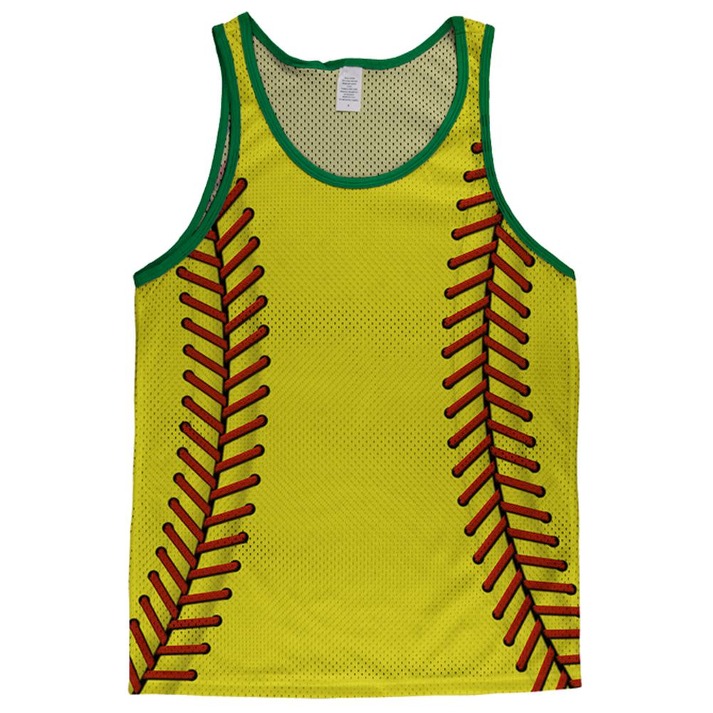 Softball Adult Mesh Jersey Men's Tank Tops Old Glory LG White-Kelly