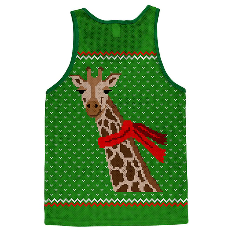 Ugly Christmas Sweater Big Giraffe Scarf Adult Mesh Jersey Men's Tank Tops Old Glory
