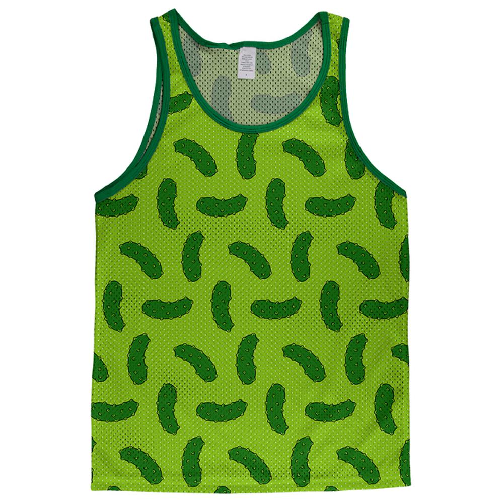 Vegetable Pickle Pattern Adult Mesh Jersey Men's Tank Tops Old Glory LG White-Kelly