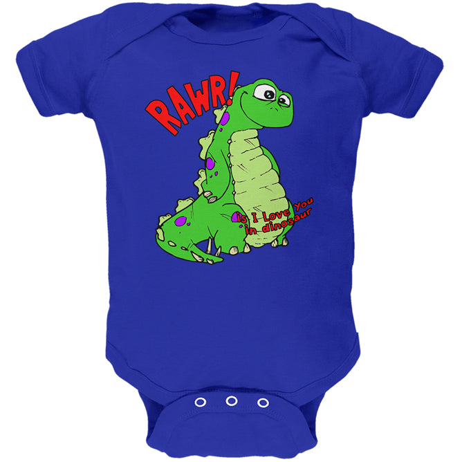 RAWR I Love You Dinosaur Soft Baby One Piece Baby One Piece Old Glory 0-3M Blue