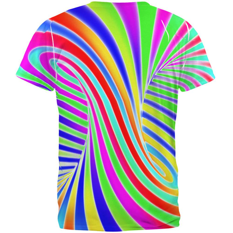 Rainbow Trippy Swirl All Over Mens T Shirt Men's T-Shirts Old Glory