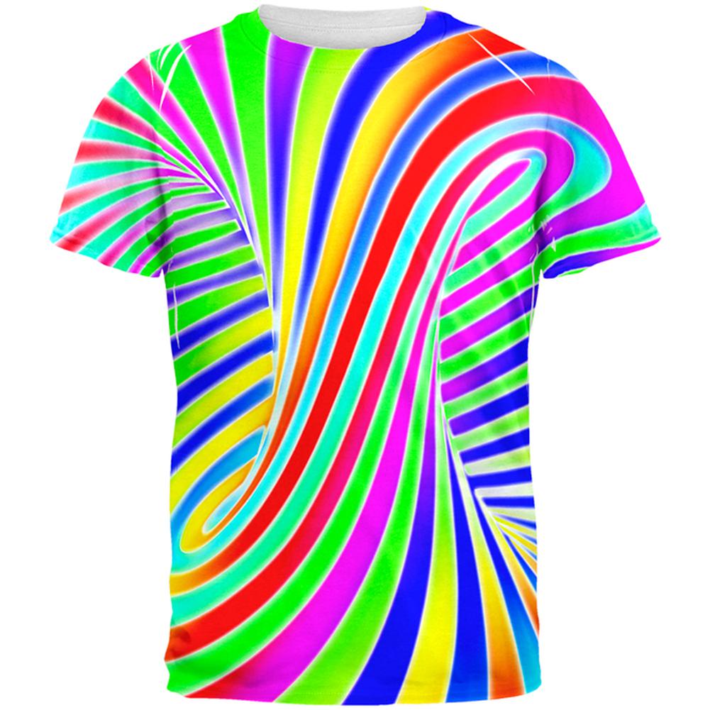 Rainbow Trippy Swirl All Over Mens T Shirt Men's T-Shirts Old Glory 2XL Multi