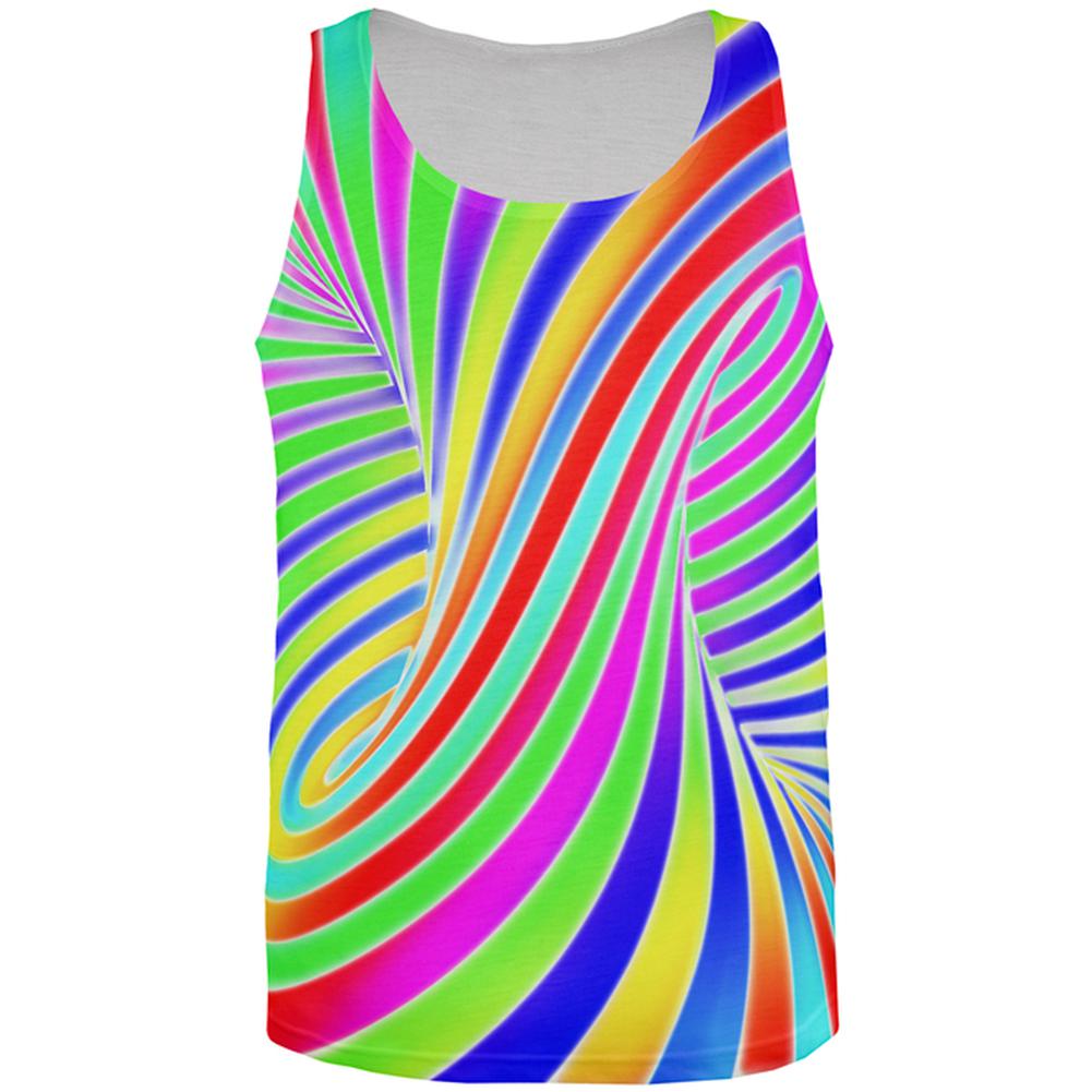 Rainbow Trippy Swirl All Over Mens Tank Top Men's Tank Tops Old Glory 2XL Multi