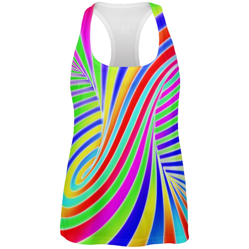 Rainbow Trippy Swirl All Over Womens Work Out Tank Top Women's Tank Tops Old Glory 2XL Multi