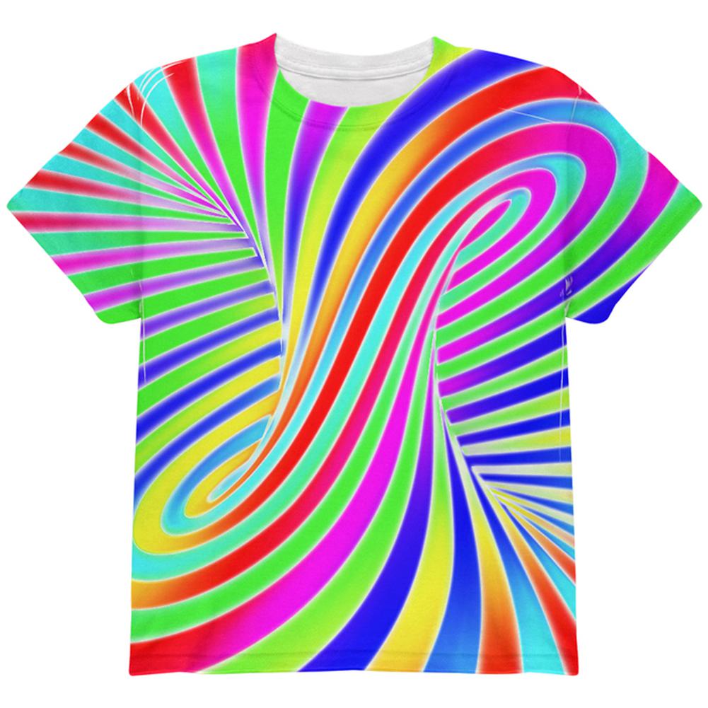 Rainbow Trippy Swirl All Over Youth T Shirt Youth T-Shirts Old Glory LG Multi