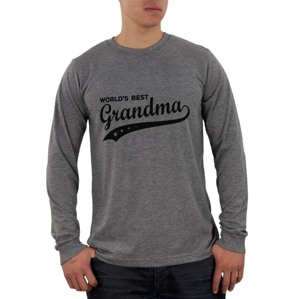 Mother's Day World's Best Grandma Mens Soft Long Sleeve T Shirt Men's Long Sleeves Old Glory 2XL Heather