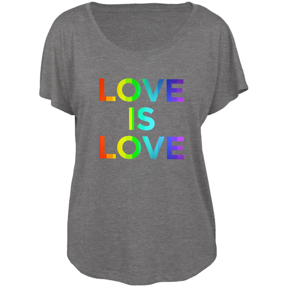 LGBT Gay Pride Love Is Love Juniors Dolman T Shirt Juniors T-Shirts Old Glory 2XL Heather
