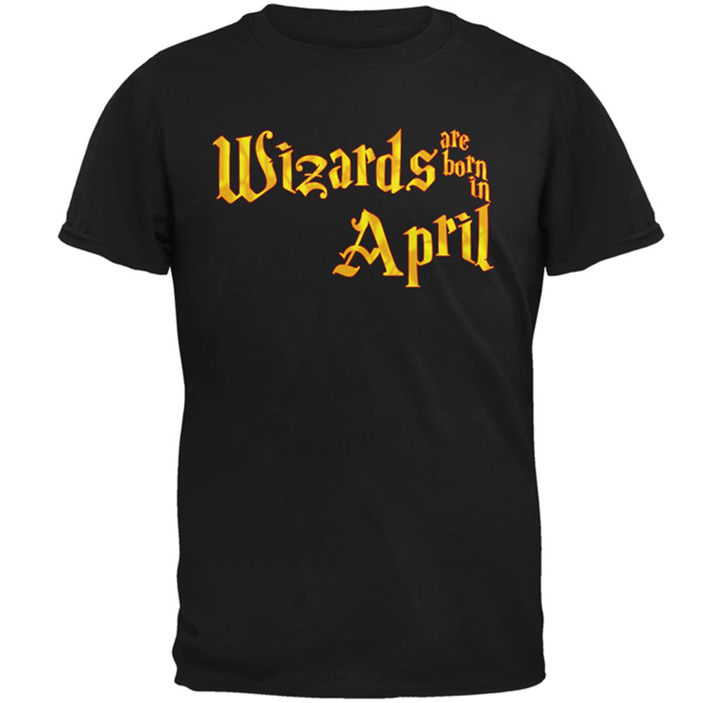 Wizards are born in April Mens T Shirt Men's T-Shirts Old Glory 2XL Black
