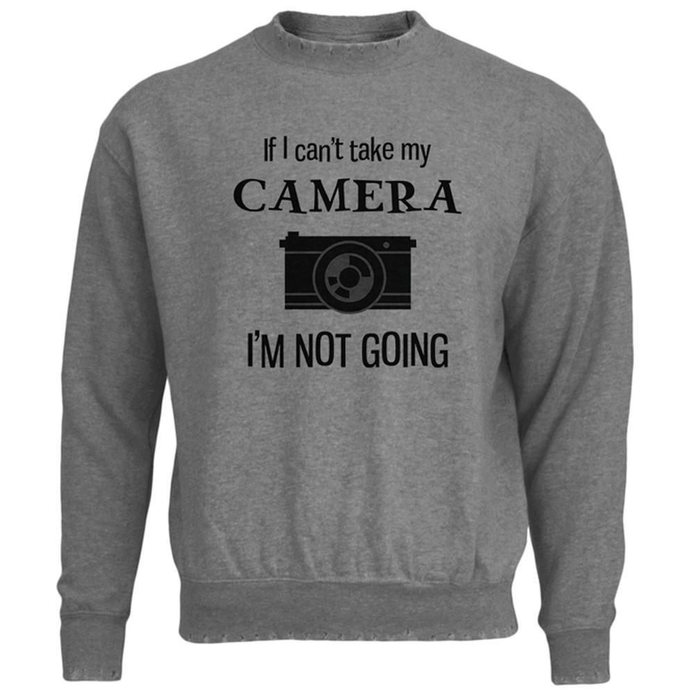 If I Can't Take My Camera, I'm Not Going Mens Destroyed Sweatshirt Men's Sweatshirts Old Glory LG Heather