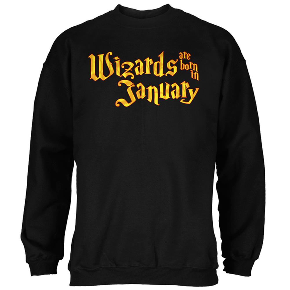 Wizards are born in January Mens Sweatshirt Men's Sweatshirts Old Glory 2XL Black
