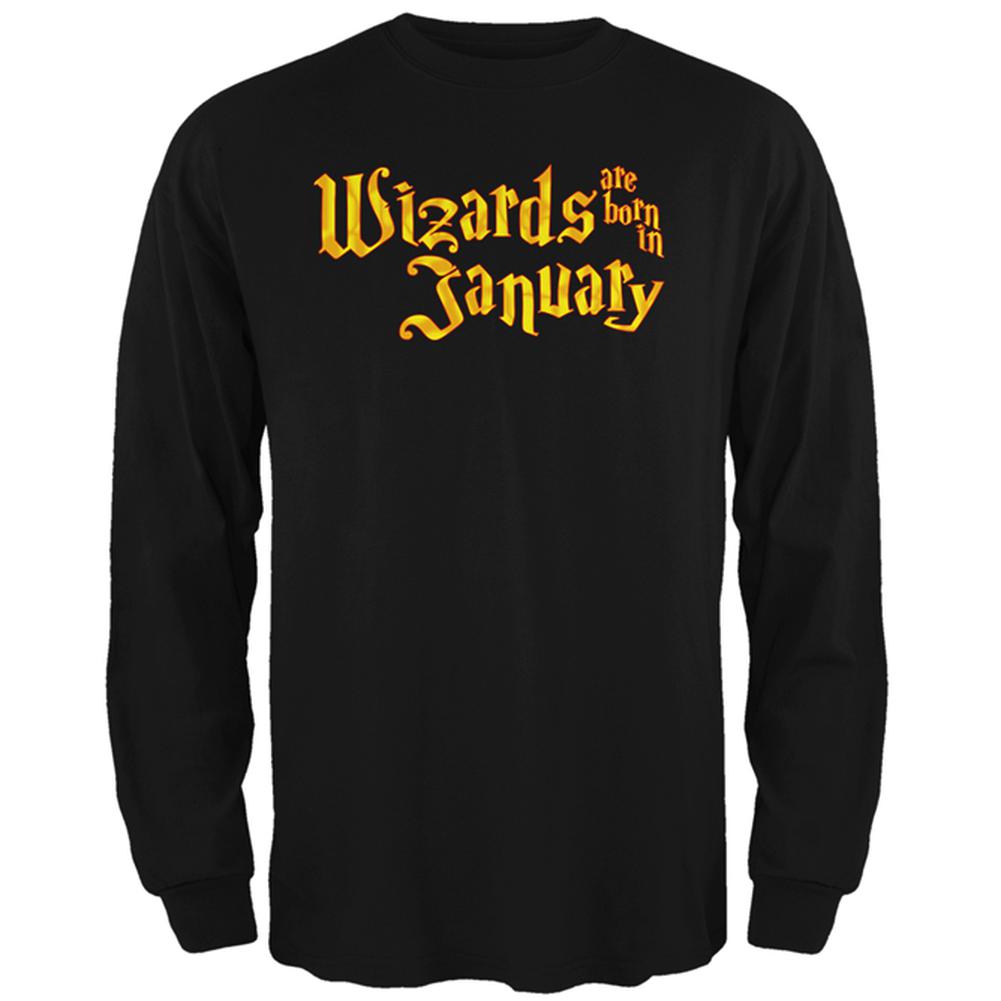 Wizards are born in January Mens Long Sleeve T Shirt Men's Long Sleeves Old Glory 2XL Black