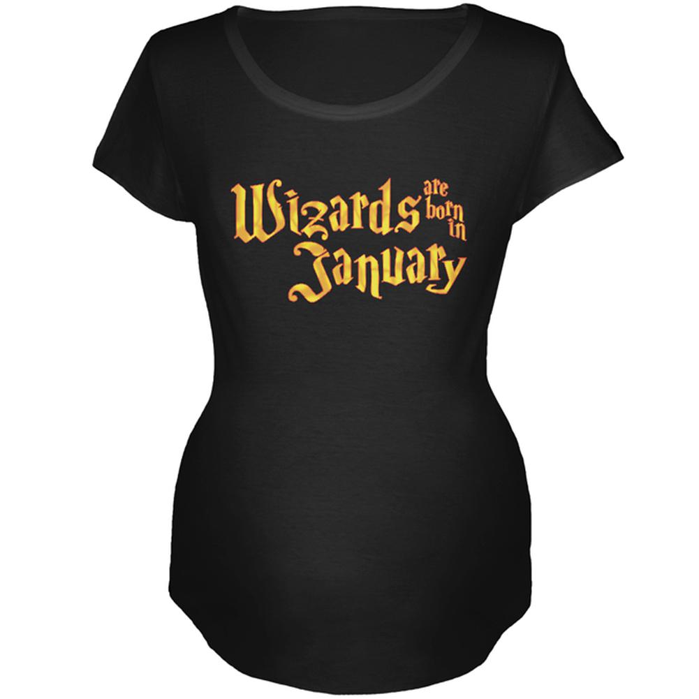 Wizards are born in January Maternity Soft T Shirt Maternity T-Shirts Old Glory 2XL Black