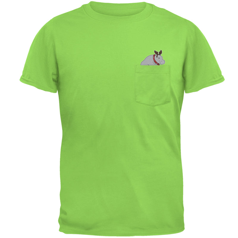 Hippo Moose Hippopotamoose Pocket Pet Mens Pocket T Shirt Men's T-Shirts Old Glory 2XL Lime