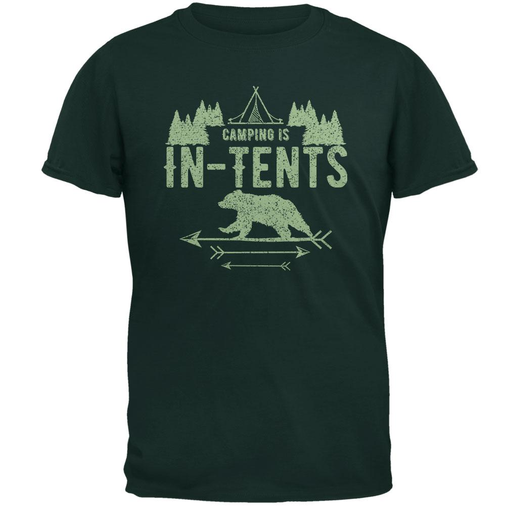 Camping Is In Tents Intense Funny Pun Mens T Shirt Men's T-Shirts Old Glory 2XL Forest Green