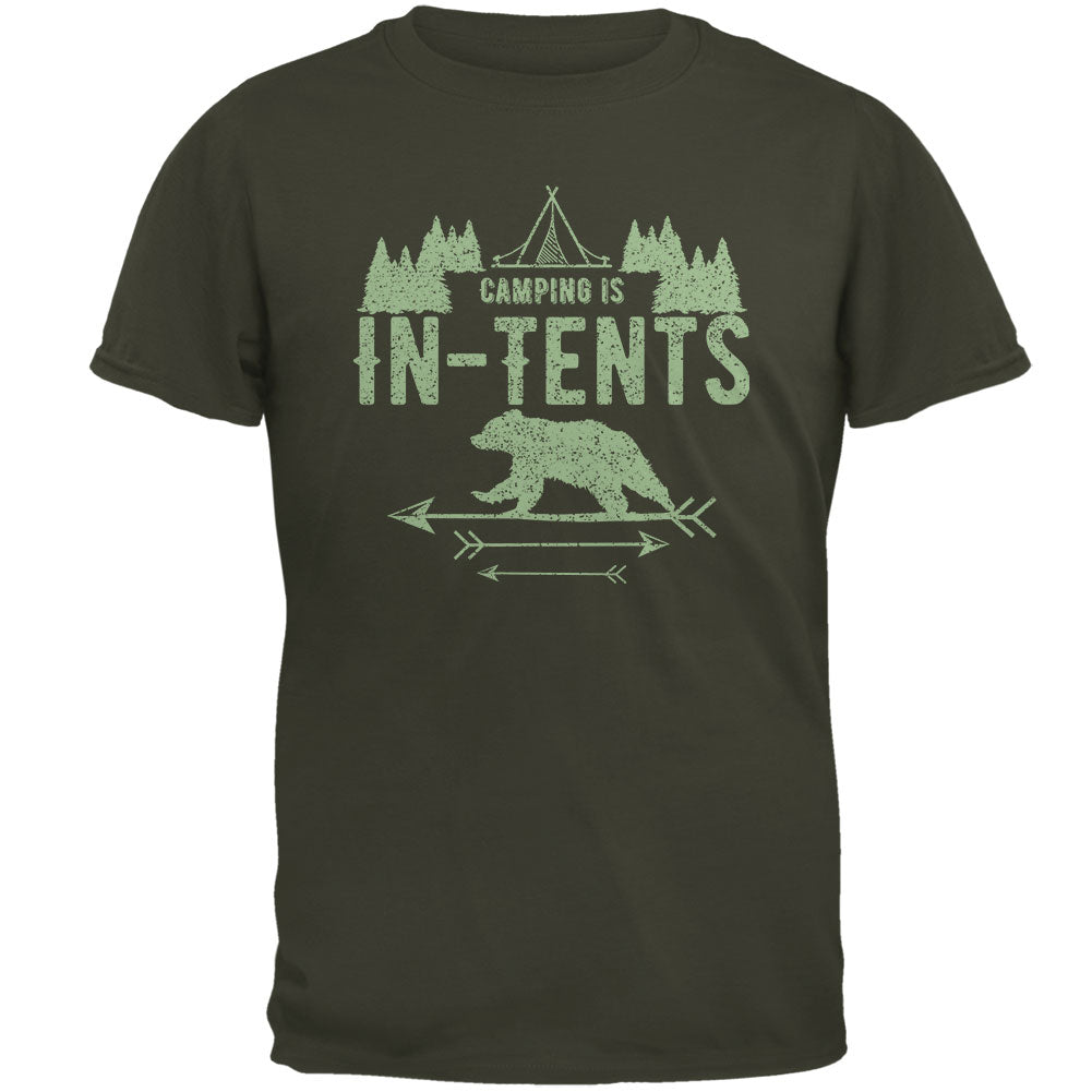 Camping Is In Tents Intense Funny Pun Mens T Shirt Men's T-Shirts Old Glory MD Olive