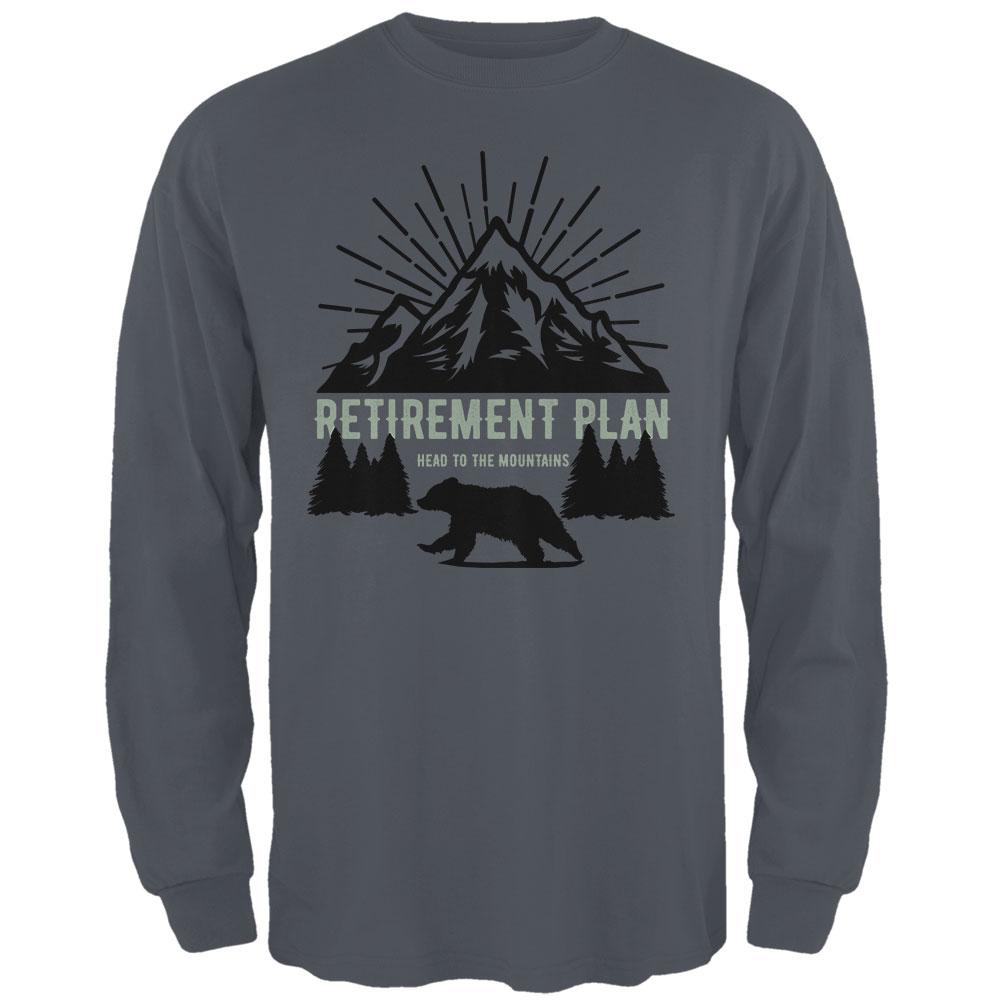 Retirement Plan Head To The Mountains Mens Long Sleeve T Shirt Men's Long Sleeves Old Glory 2XL Charcoal