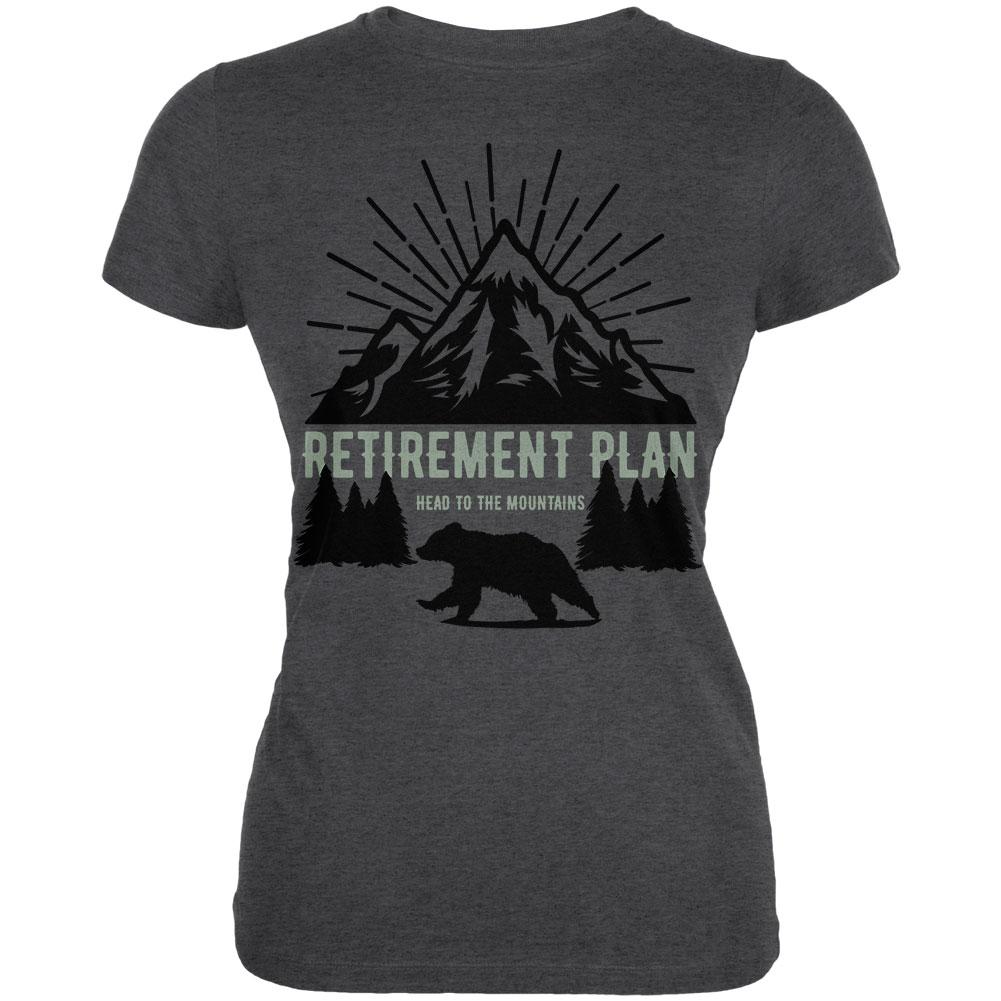 Retirement Plan Head To The Mountains Juniors Soft T Shirt Juniors T-Shirts Old Glory 2XL Deep Heather