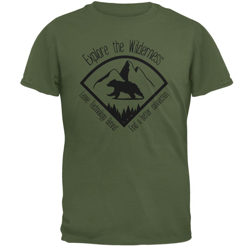 Explore The Wilderness No Wifi Better Connection Mens T Shirt Men's T-Shirts Old Glory 2XL Military Green