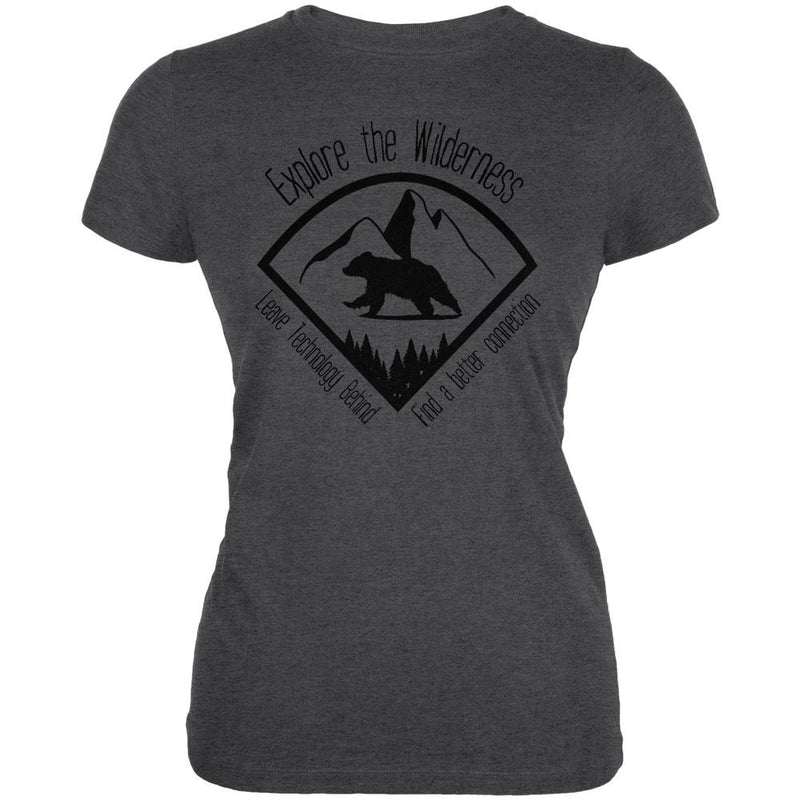 Explore The Wilderness No Wifi Better Connection Juniors Soft T Shirt Juniors T-Shirts Old Glory 2XL Deep Heather
