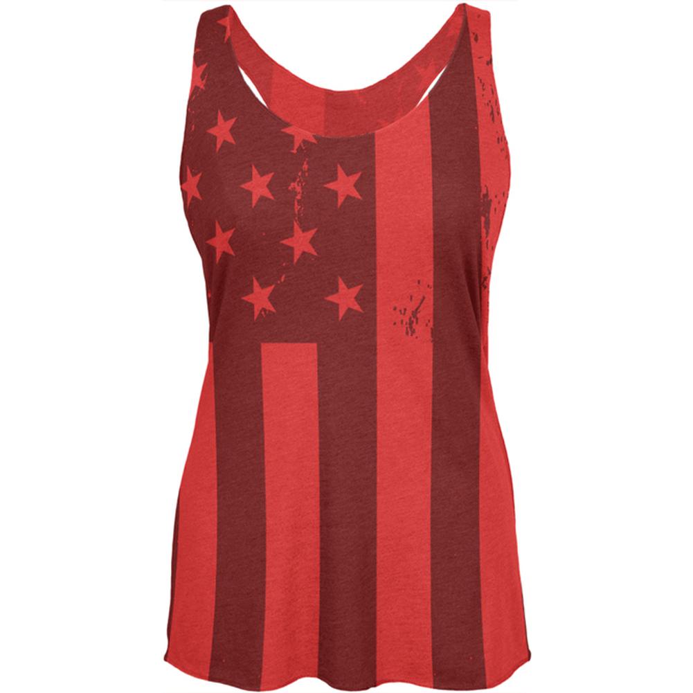 Black and White American Flag Womens Soft Racerback Tank Top Juniors Tank Tops Old Glory 2XL Vintage Red