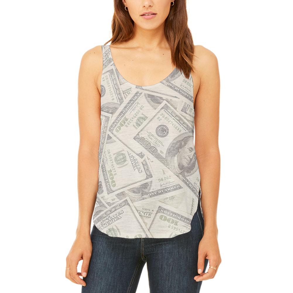 Cash Money Juniors Flowy Side Slit Tank Top Juniors Tank Tops Old Glory 2XL Multi