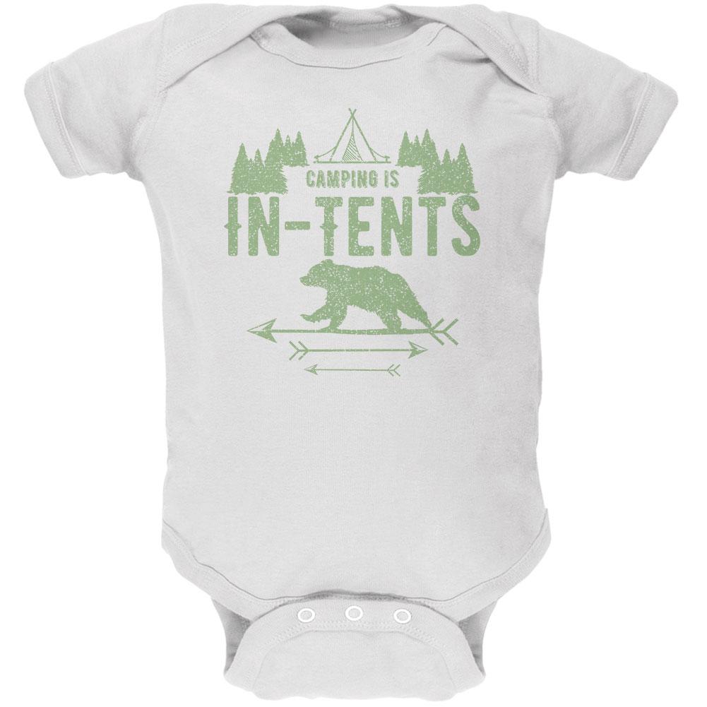 Camping Is In Tents Intense Funny Pun Soft Baby One Piece Baby One Piece Old Glory 0-3M White