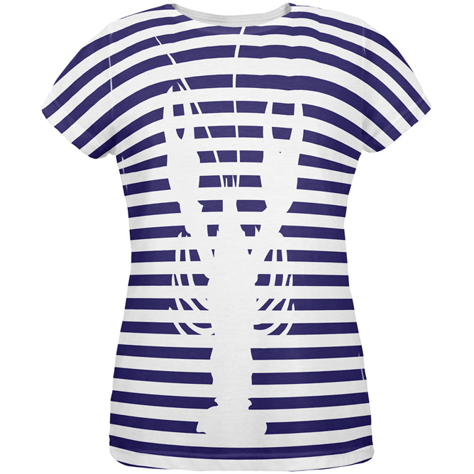 Lobster Navy Nautical Stripes All Over Womens T Shirt Women's T-Shirts Old Glory 2XL Multi