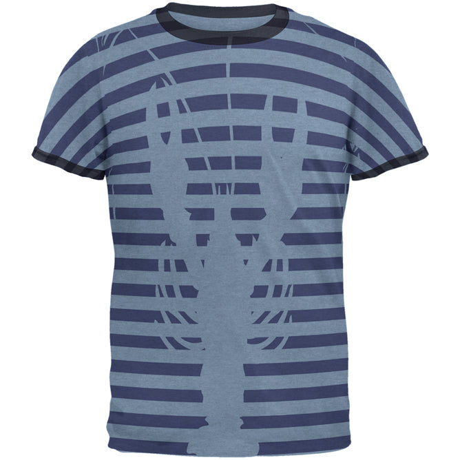 Lobster Navy Nautical Stripes Mens Ringer T Shirt Men's T-Shirts Old Glory LG Heather Blue-Navy