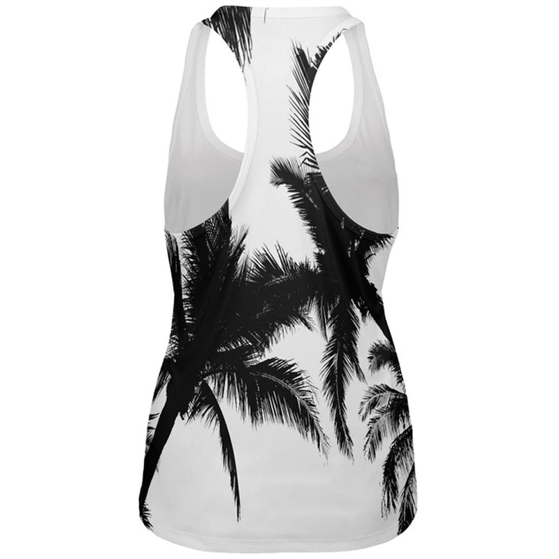 Black And White Palm Tree Silhouette All Over Womens Work Out Tank Top Women's Tank Tops Old Glory