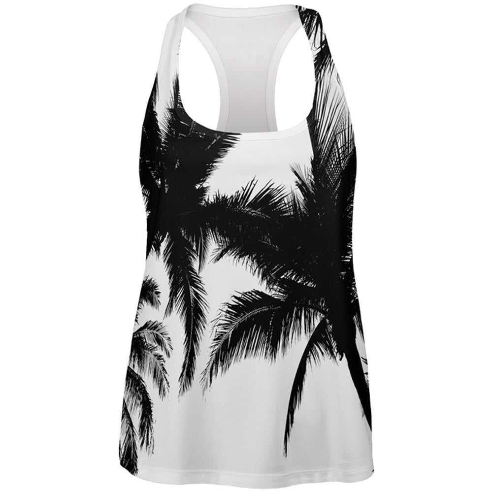 Black And White Palm Tree Silhouette All Over Womens Work Out Tank Top Women's Tank Tops Old Glory 2XL Multi
