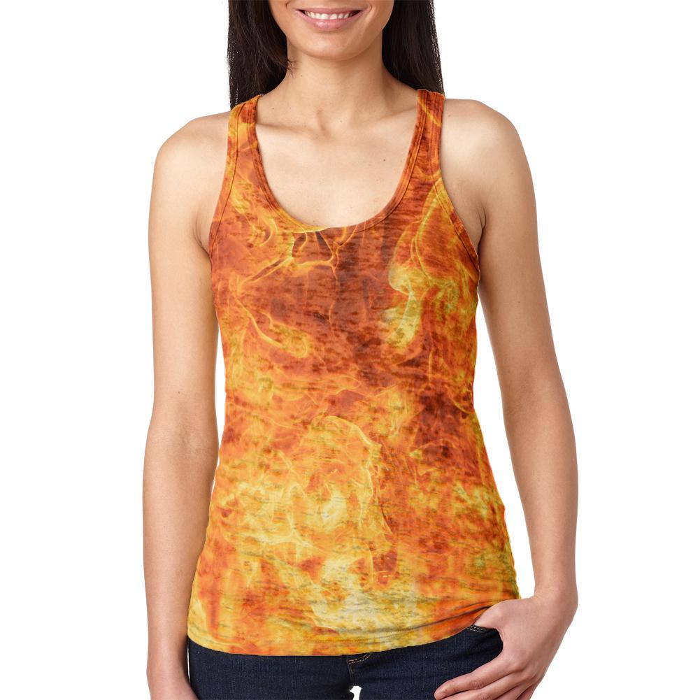 Flames Fire Juniors Burnout Racerback Tank Top Juniors Tank Tops Old Glory 2XL Multi
