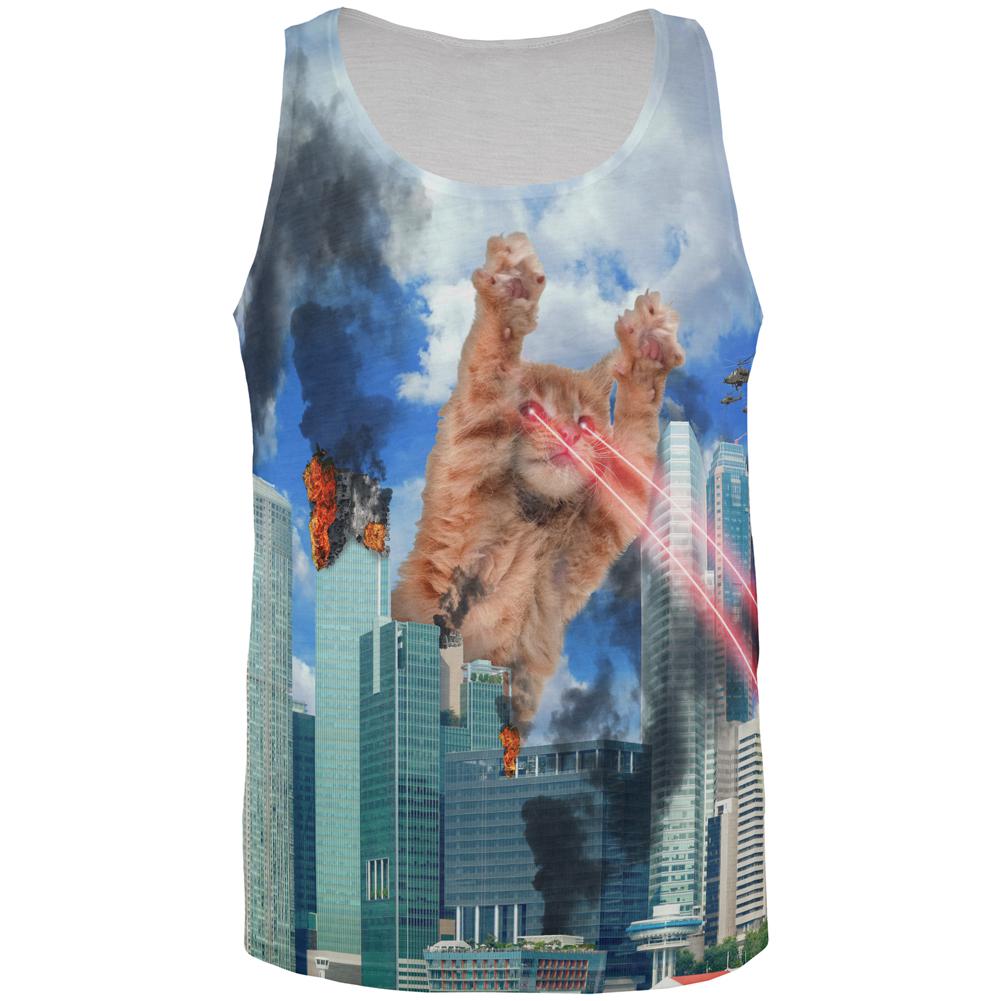 Giant Cat Laser Rampage and Destroy All Over Mens Tank Top Men's Tank Tops Old Glory XL Multi