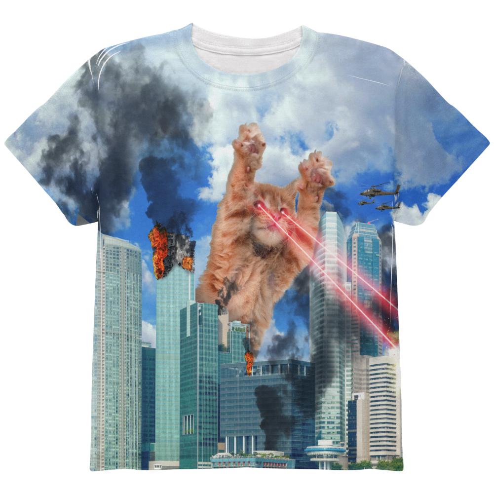 Giant Cat Laser Rampage and Destroy All Over Youth T Shirt Youth T-Shirts Old Glory YLG Multi