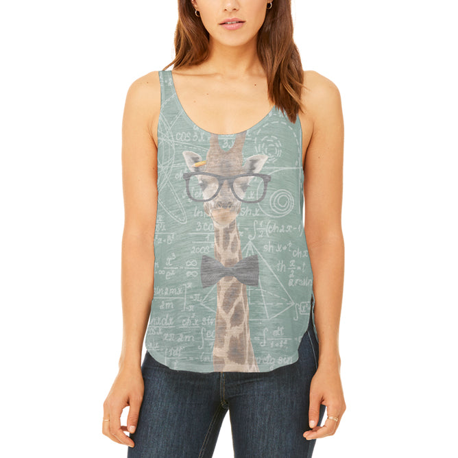 Giraffe Geek Math Formulas Juniors Flowy Side Slit Tank Top Juniors Tank Tops Old Glory 2XL Multi