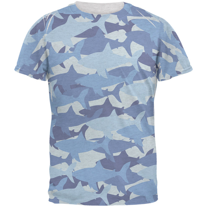 Great White Shark Camo Men's Soft T-Shirt Men's T-Shirts Old Glory 2XL Heather White