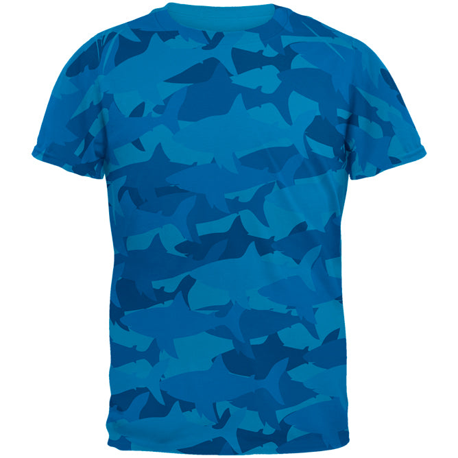 Great White Shark Camo Mens T Shirt Men's T-Shirts Old Glory LG Sapphire