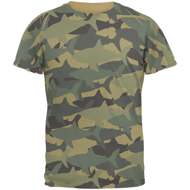 Great White Shark Camo Mens T Shirt Men's T-Shirts Old Glory XL Tan