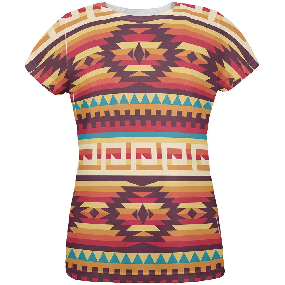 Native American Pattern All Over Womens T Shirt Women's T-Shirts Old Glory 2XL Multi