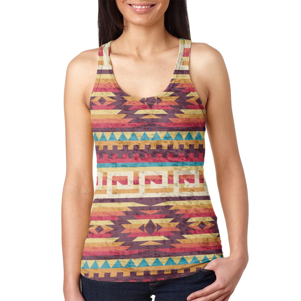 Native American Pattern Juniors Burnout Racerback Tank Top Juniors Tank Tops Old Glory 2XL Multi