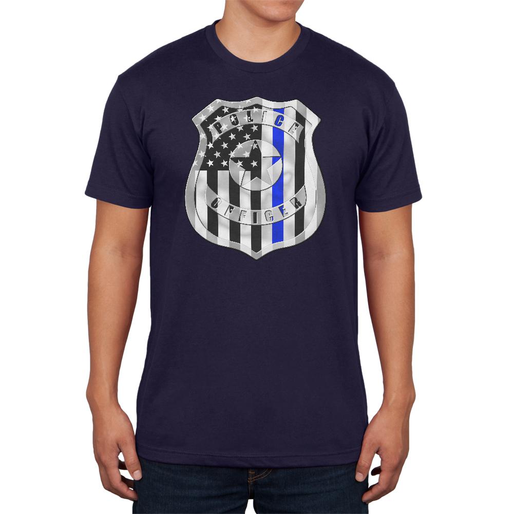 Thin Blue Line of Duty Flag Badge Mens T Shirt Men's T-Shirts Old Glory 2XL Navy