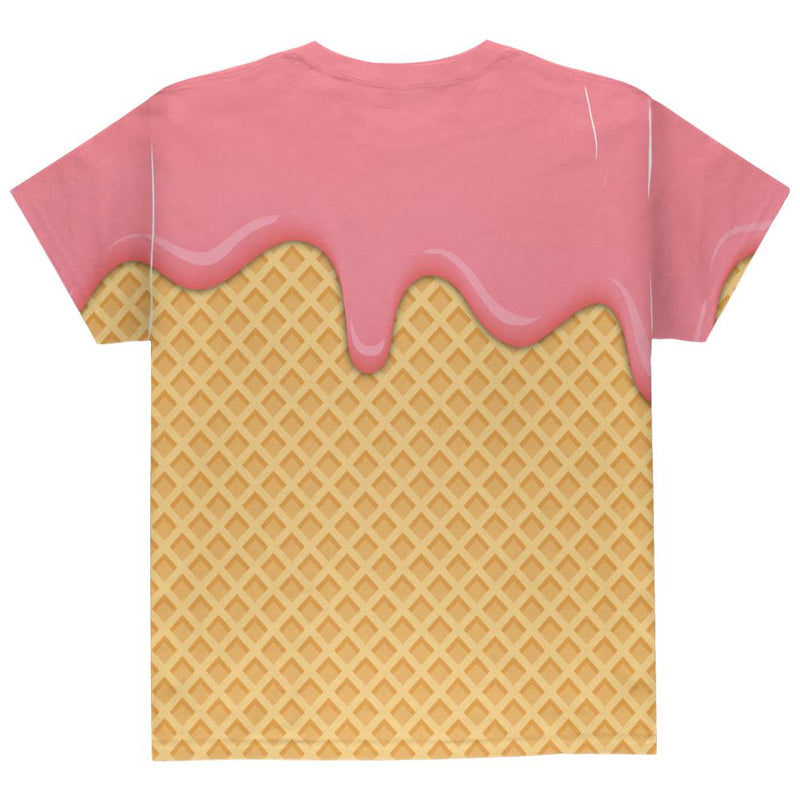 Strawberry Pink Melting Ice Cream Cone All Over Youth T Shirt Youth T-Shirts Old Glory