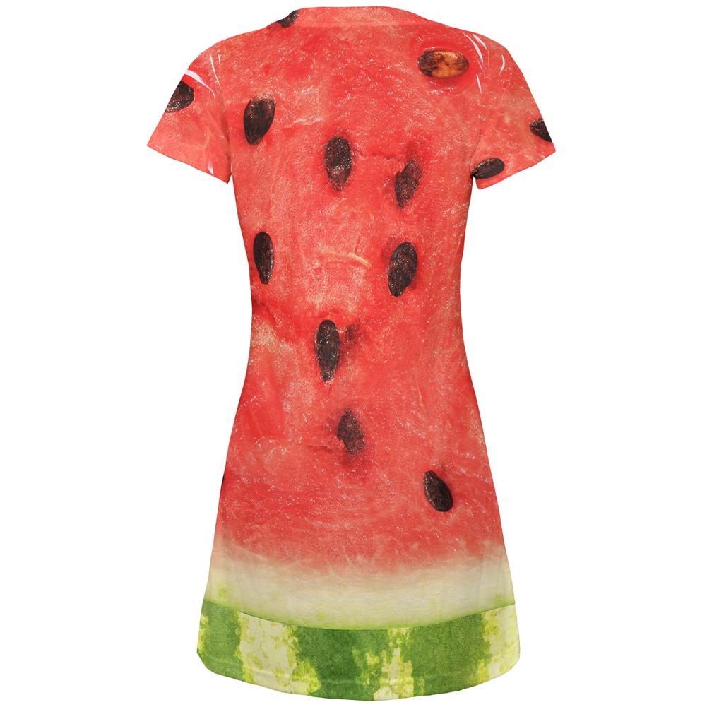 Watermelon Seeds Summer All Over Juniors Beach Cover-Up Dress Juniors Dresses Old Glory