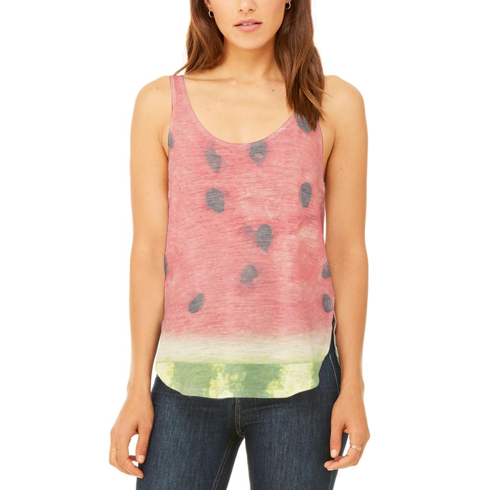 Watermelon Seeds Summer Juniors Flowy Side Slit Tank Top Juniors Tank Tops Old Glory 2XL Multi