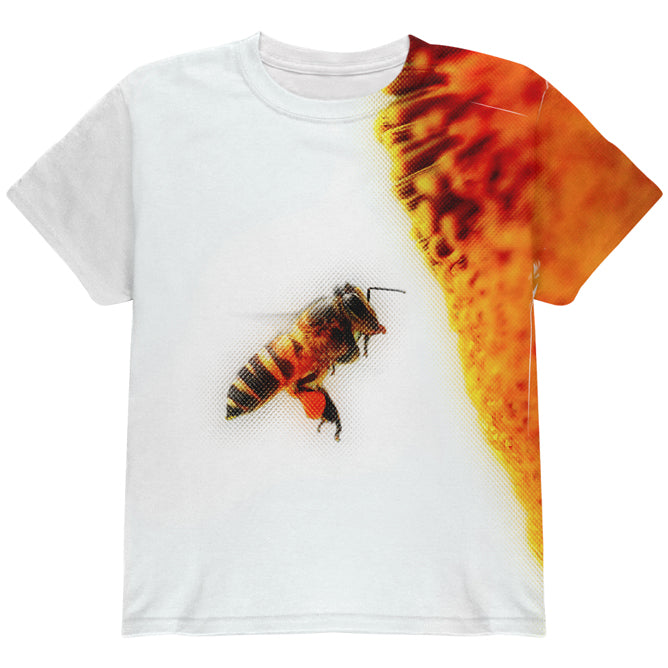 Honey Bee in Flight All Over Youth T Shirt Youth T-Shirts global YLG Multi