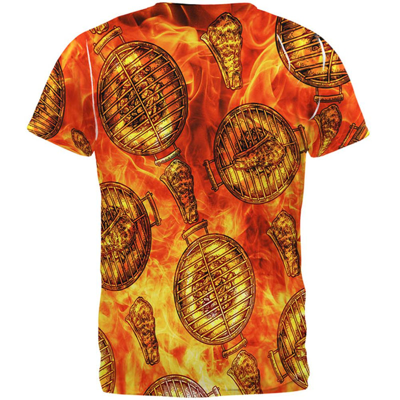 Flaming Hot Charcoal Grilled Steak Pattern All Over Mens T Shirt Men's T-Shirts Old Glory